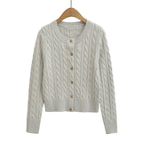 Round neck single breasted long sleeved sweater