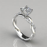 Anillo de diamantes cuadrados princesa de dos tonos chapado en oro rosa de 18 quilates con diamantes cruzados y joyería europea y americana