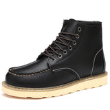 Botas de trabajo británicas informales de caña alta de cuero genuino, zapatos de cuero con punta grande
