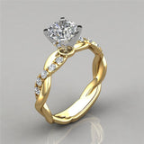Anillo de diamantes cuadrados princesa de dos tonos chapado en oro rosa de 18 quilates con diamantes cruzados y joyería europea y americana
