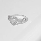 Anillo de corazón de plata de ley 925