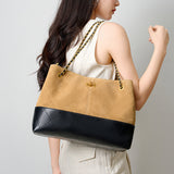 Bolso bandolera de cuero con cadena y bandolera de ante