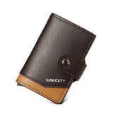 Metal Aluminum Case Automatic Pop-up Card Holder Women PU Card Case RFID Credit Card Case Leather Men's Wallet