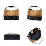 Bolso bandolera de cuero con cadena y bandolera de ante