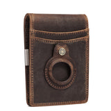 Cartera de cuero para hombre con clip de cambio antimagnético y capa de piel de vaca, compatible con Airtags antipérdida.
