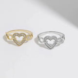 Anillo de corazón de plata de ley 925