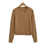 Round neck single breasted long sleeved sweater