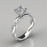 Anillo de diamantes cuadrados princesa de dos tonos chapado en oro rosa de 18 quilates con diamantes cruzados y joyería europea y americana