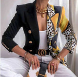 Fashion Style Pattern Style +Sleeve Length Closure Type Silhouette Type of Clothing Print Long Sleeve Double-Breasted Fitted Short Women's Blazer