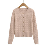 Round neck single breasted long sleeved sweater