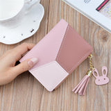UOSC Geometric Women Cute Pink Wallets Pocket Purse Card Holder Patchwork Wallet Lady Female Fashion Short Coin Burse Money Bag