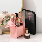 PURDORED 1 neceser con soporte para mujer, bolsa de maquillaje transparente con cremallera, organizador de viaje para brochas de maquillaje, neceser