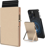 RFID Blocking Wallet Minimalist Slim Card Holder for Magsafe with Adjustable Stand, Metal Pop Up Magnetic Wallet for Men TOYFID-7