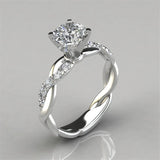 Anillo de diamantes cuadrados princesa de dos tonos chapado en oro rosa de 18 quilates con diamantes cruzados y joyería europea y americana