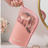 PURDORED 1 neceser con soporte para mujer, bolsa de maquillaje transparente con cremallera, organizador de viaje para brochas de maquillaje, neceser
