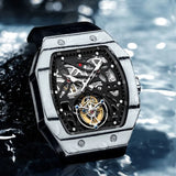 Montres De Luxe Luxury Carbon Fiber Tourbillon Watch Tonneau Shape Men's Mechanical Watch