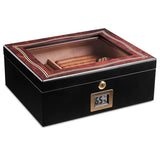 Handmade Modern Luxury Cedar Wood Lacquer Cigar Humidor with Humidifier Hygrometer Glass Top