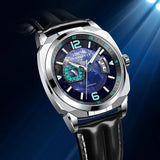 For lobinni Top Brand Men's Sports Watch Square Luminous Pointer Automatic Mechanical Charm Miyota Movement Water Resistant