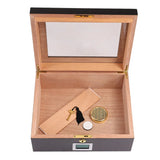 Handmade Modern Luxury Cedar Wood Lacquer Cigar Humidor with Humidifier Hygrometer Glass Top