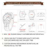 Luxury Fashion Transparent Sports Chronograph Men Water Resist Yellow Color Quartz Customized Watches