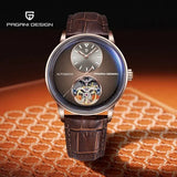 PAGANI DESIGN PD-1796 Automatic Mechanical Men Watches PU Leather Strap 100M Waterproof Timepiece Fashion Wristwatch for Men