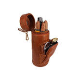 Premium Handy Built in Hygrometer Cylindrical Zipper Leather Cigar Moisturizer Bags Cigar Travel Bag Leather Humidor With Pocket