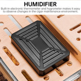 Caja humectadora transparente de gran capacidad para puros CIGARLOONG de material PET con virutas de cedro y higrómetro