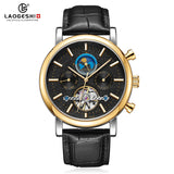 Luxury Charm Fancy Moon Phase Rose Gold Automatic Mechanical Leather Wrist Watches for Men Waterproof