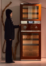 Raching RR980 Brown Biggest Capacity Electronic Cigar Humidor With Cigar Resistance Detection Function