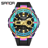 SANDA New Men's Watches Outdoor Sport Quartz Digital Watch 50M Waterproof Wristwatch for Men Relogio Masculino 3123 Clock