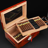 Hot Selling Large Capacity Humidor with Hygrometer and Humidifier, Holds Approx.100 Cigars Double Compartment Cedar Humidor Gift