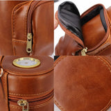 Premium Handy Built in Hygrometer Cylindrical Zipper Leather Cigar Moisturizer Bags Cigar Travel Bag Leather Humidor With Pocket