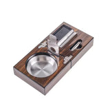 Cenicero Cortador Perforador de Cigarros Plegable Portátil con Acabado de Madera y Pintura de Piano Caja de Regalo Accesorios de Lujo para Cigarros Humidor Caja de Cigarros