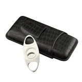 Wholesale Personalized Portable Cigar Travel Box Customized Tobacco Storage Tube Leather Cigar Humidor Case with Cutter