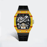 Montres De Luxe Luxury Carbon Fiber Tourbillon Watch Tonneau Shape Men's Mechanical Watch