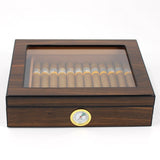 Custom Modern Spanish Cedar Wooden Shelves Cigar Humidor Made in China with Glass Desktop Lacquer Technics