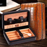 Luxury Portable Cigar Humidor, Genuine Leather Travel Case with Humidifier, 4-6 Cigar Capacity Custom Logo