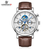 Luxury Charm Fancy Moon Phase Rose Gold Automatic Mechanical Leather Wrist Watches for Men Waterproof