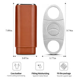 High Quality Leather Cigar Case Box 3-Finger Portable Travel Case Humidors With Cigar Cutter for Outdoor