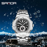 SANDA Business Classics Men Watch Luxury Fashion Quartz Wristwatch Male Stainless Steel Strap Waterproof Calendar Watch 7020