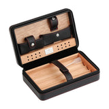 Custom Personalized Gift Waterproof 4-Finger Portable Travel Wood Tray Holder Leather Cigar Cases/Humidors Box Bag