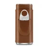 CIGARLOONG Tubo de Piel de Alta Calidad para Cigarros, Estuche Humidor para 3 Cigarros, Caja de Puros de Viaje Portátil de Lujo Duradera con Cortador