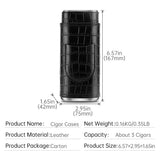 CIGARLOONG Tubo de Piel de Alta Calidad para Cigarros, Estuche Humidor para 3 Cigarros, Caja de Puros de Viaje Portátil de Lujo Duradera con Cortador