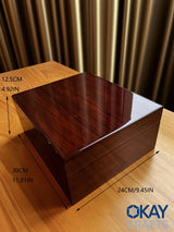Large Capacity Classic African Teak High-gloss Piano Finish Moisture-Proof Handmade Cigar Cabinet Luxurious Lacquer Humidor Box
