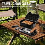 Portable Travel Cigar Case Humidor Box with Hygrometer Humidifier Airtight Design Holds 10 Cigars for Outdoor Use