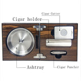Cenicero Cortador Perforador de Cigarros Plegable Portátil con Acabado de Madera y Pintura de Piano Caja de Regalo Accesorios de Lujo para Cigarros Humidor Caja de Cigarros