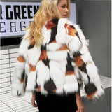 Winter women's new faux fox round neck short plus size jacket