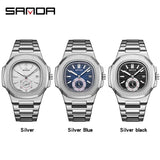 SANDA Business Classics Men Watch Luxury Fashion Quartz Wristwatch Male Stainless Steel Strap Waterproof Calendar Watch 7020