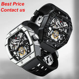 Montres De Luxe Luxury Carbon Fiber Tourbillon Watch Tonneau Shape Men's Mechanical Watch
