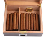 Handmade Modern Luxury Cedar Wood Lacquer Cigar Humidor with Humidifier Hygrometer Glass Top